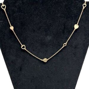 J.Crew Heart Station Necklace Gold Tone Chain Enamel Pastel Pink Green Long